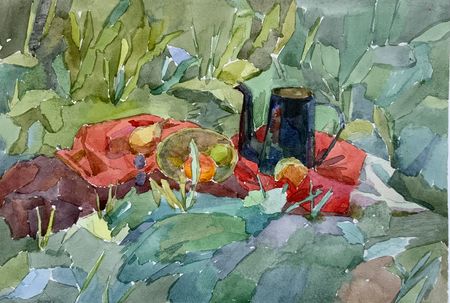 Елизавета Тульчинская (Авторская графика - 
                  21 x 14.7 см) Натюрморт в траве