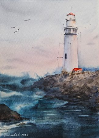 Светлана Юматова (Авторская графика - 
                  25 x 35 см) Жемчужный вечер