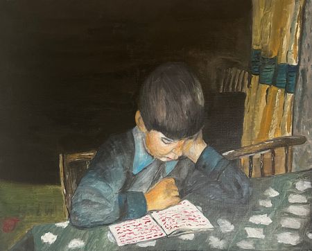 Егор Гауя (Картина, живопись - 
                  50 x 40 см) За домашним заданием