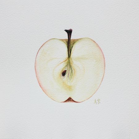 Любовь Фонарева (Авторская графика - 
                  18.5 x 18.5 см) Яблоко