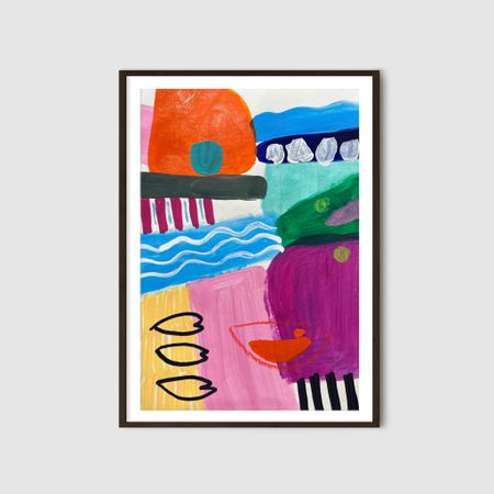 Саша Робинсон (Авторская графика - 
                  21 x 30 см) Абстракция с яркими цветами и простыми формами