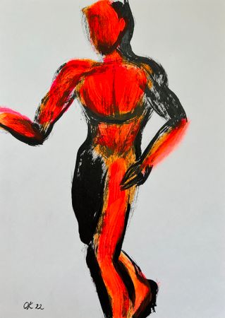Ольга Кожевникова (Авторская графика - 
                  20.8 x 29.5 см) nude man 5