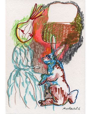 Дмитрий Кавка (Авторская графика - 
                  21 x 30 см) Луковица и заяц