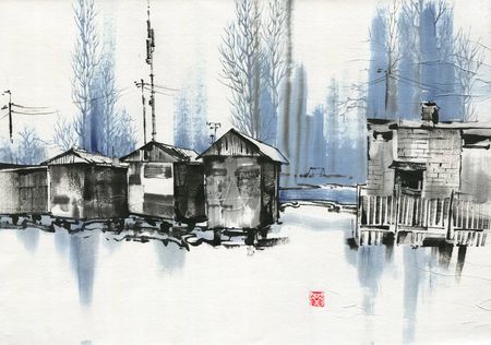 Ольга Безлепкина (Авторская графика - 
                  69 x 49 см) Тополя