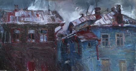 Екатерина Лутохина (Авторская графика - 
                  91.5 x 52.5 см) Дождь
