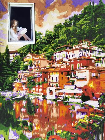 Ирина БАСТ (Авторская графика - 
                  28 x 38 см) Окно в Италию