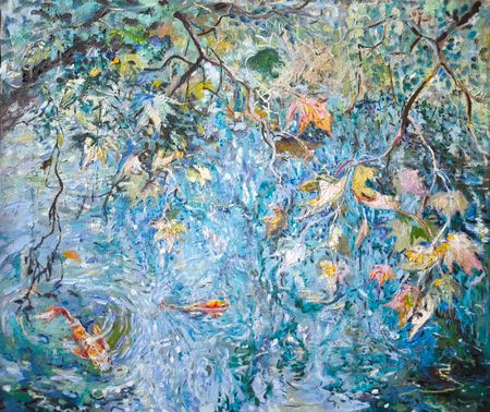 Галина Третьякова (Картина, живопись - 
                  60 x 50 см) Пруд с карпами