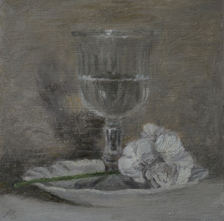 Ольга Менжилий (Картина, живопись - 
                  25 x 25 см) Веточка герани