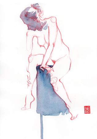 Виктория Севастьянова (Авторская графика - 
                  21 x 28 см) Nude life drawing 0148