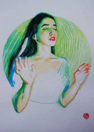 Алан Хатагты (Авторская графика - 
                  29 x 42 см) Аллегорическое тондо