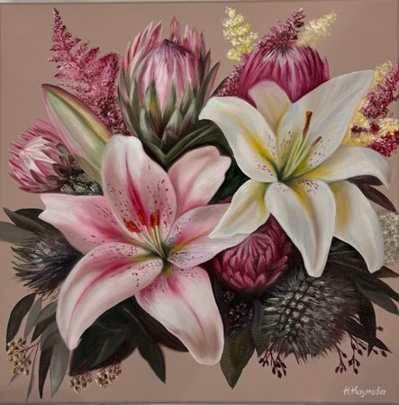 Наталья Наумова (Картина, живопись - 
                  30 x 30 см) Миниатюра "Ботаника 1"