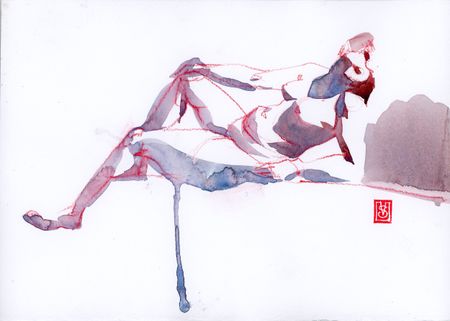 Виктория Севастьянова (Авторская графика - 
                  30 x 20 см) Nude life drawing 0110