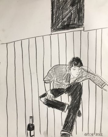 Антон Яковлев (Авторская графика - 
                  28 x 35.5 см) Вечеринка на одного