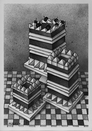 Александр Козлов (Авторская графика - 
                  59.4 x 84.1 см) №450 — Натюрморт с тортами