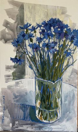 Полина Ратуш (Авторская графика - 
                  30 x 50 см) Васильки