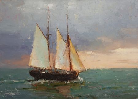 Евгений Бурцев (Картина, живопись - 
                  70 x 50 см) Вечерний парус