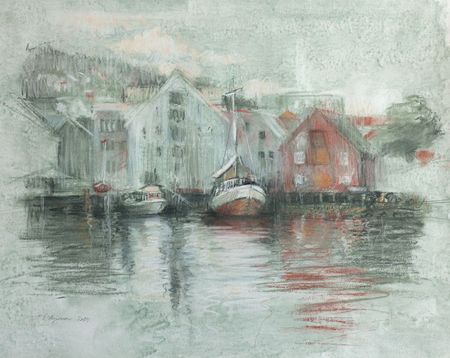 Oксана Шульга (Графика цифровая (принты) - 
                  29 x 23 см) Авторская открытка "Полярный музей в Тромсе"
