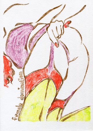 Lola Marinn (Графика печатная - 
                  21 x 29.7 см) Женщина в желто-зеленых чулках