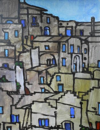 Максим Винокуров (Авторская графика - 
                  30 x 40 см) Старый город. Италия