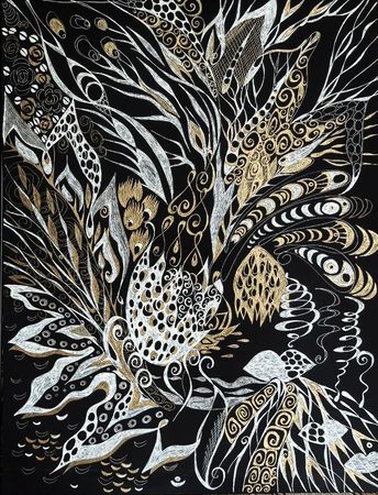 Ирина Шумская (Авторская графика - 
                  50 x 64 см) Хвост жар-птицы