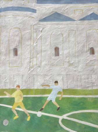 Александра Бурмистрова (Авторская графика - 
                  70 x 100 см) Игра в мяч. Новгород