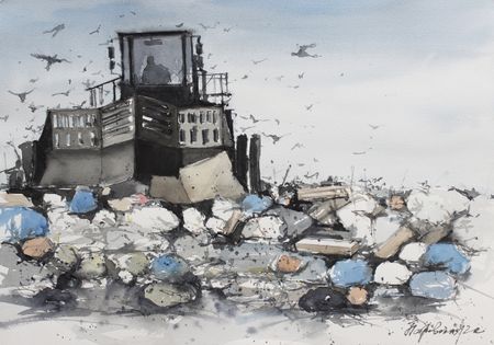 Ирина Петровская (Авторская графика - 
                  40 x 30 см) Свалка