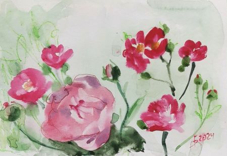 Регина Буглеева (Авторская графика - 
                  19 x 14 см) Яркие цветы