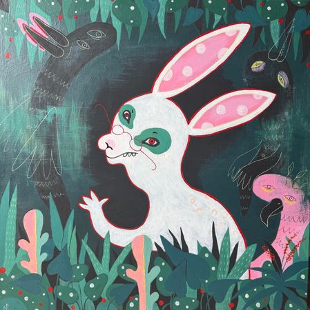 Марина Стараканами (Картина, живопись - 
                  70 x 70 см) В ожидании Алисы