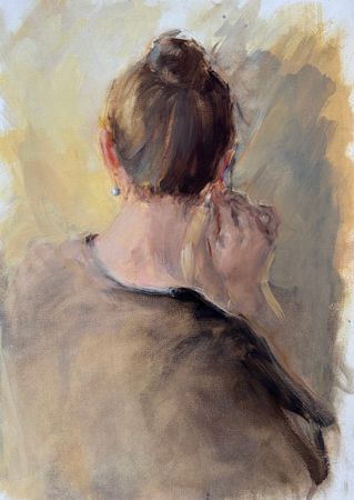 Екатерина Феоктистова (Авторская графика - 
                  38 x 54 см) Жемчужные сережки