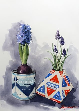 Ирина Петровская (Авторская графика - 
                  39 x 54 см) Первоцветы