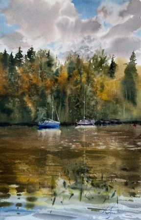Жанна Губина (Авторская графика - 
                  38 x 56 см) Прогулка