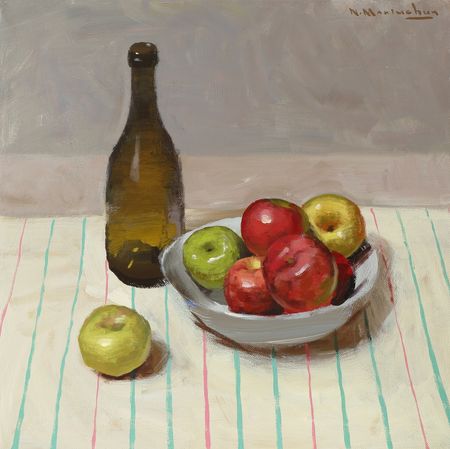 Никита Максимчук (Картина, живопись - 
                  40 x 40 см) Миска яблок