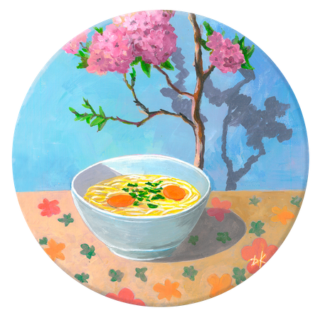 Даниелла Климашевская (Картина, живопись - 
                  32 x 32 см) Супчик с лапшой