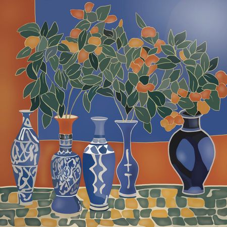 Нина Цориева (Картина, живопись - 
                  70 x 70 см) Натюрморт с цветами