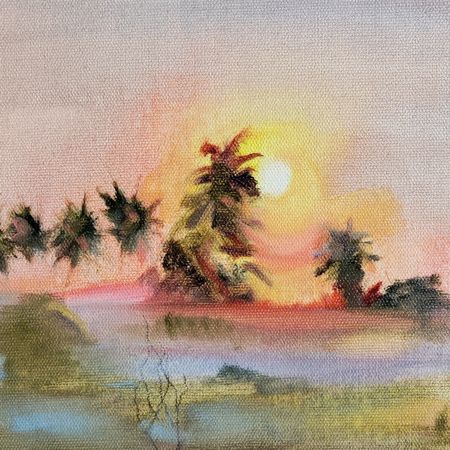 Надежда Прадес (Авторская графика - 
                  34 x 34 см) Рассвет в поле