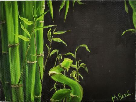 Мила Bezú (Картина, живопись - 
                  24 x 18 см) Jungle in the rain bamboo