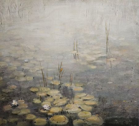 Людмила Пономарева (Картина, живопись - 
                  60 x 70 см) Пруд с кувшинками