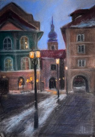 Милана Семенова (Авторская графика - 
                  30 x 41.5 см) Night in Prague