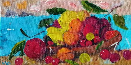 Мария Князева (Картина, живопись - 
                  17 x 8 см) Средиземноморский натюрморт