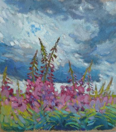 Наталья Семёнова (Картина, живопись - 
                  27 x 30 см) Поле. Иван-чай