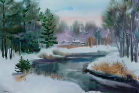 Елена Санина (Авторская графика - 
                  56 x 28 см) Ноябрь