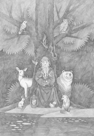 Витана Маковская (Авторская графика - 
                  21 x 29.7 см) Старец