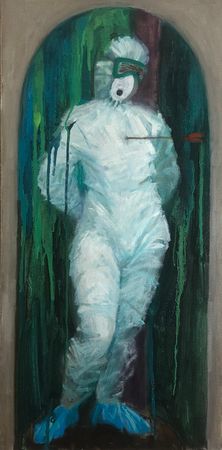 Лиза Токарева (Картина, живопись - 
                  35 x 70 см) Saint Sebastian. The arrow of Covid-19