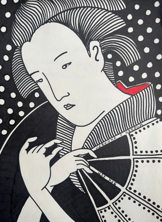 Ира Куб (Авторская графика - 
                  21 x 30 см) Девушка с веером