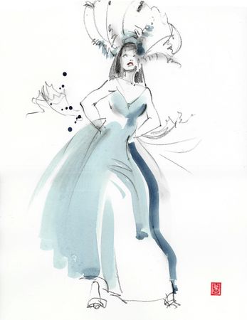 Виктория Севастьянова (Авторская графика - 
                  30 x 40 см) Burlesque 013