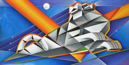 Максим Базаров (Картина, живопись - 
                  140 x 70 см) Белый тигр