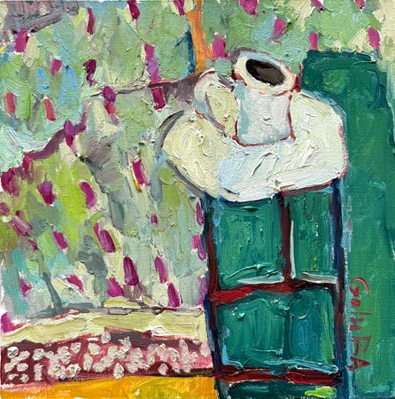 Анна Голубь (Картина, живопись - 
                  30 x 30 см) Утренний кофе в саду
