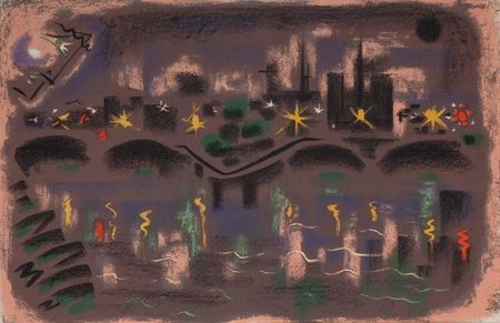 Андре Массон (Графика печатная - 
                  60 x 38 см) Вечер на Сене