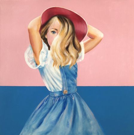 Светлана Искоских (Картина, живопись - 
                  70 x 70 см) Девочка на море в шляпке