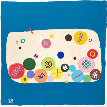 Женя Хитрова (Авторская графика - 
                  26 x 26 см) Бирюзово-бежевое